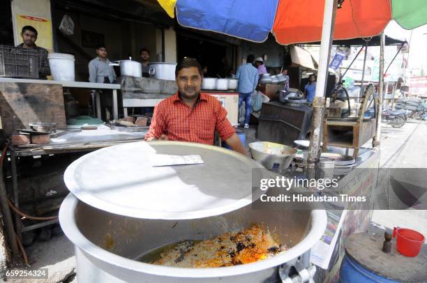 Biryani sellers facing difficulties to continue their business as meat supplier increased rates of meat, on March 28, 2017 in Noida, India. The Uttar...