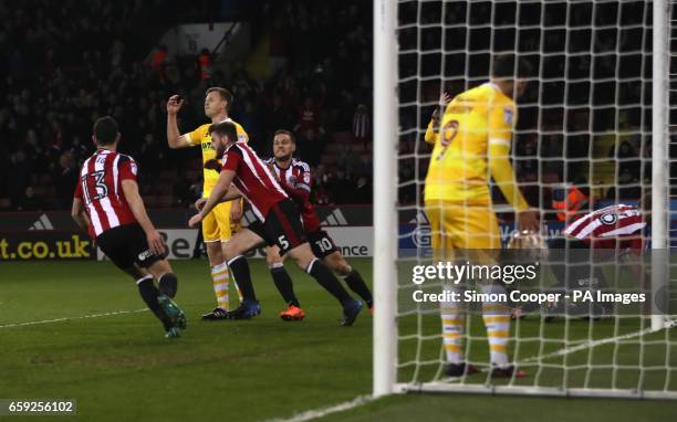 Sheffield United's Jack O'Connell celebrates scoring his side's first goal of the game during the Sky Bet League One match at Bramall Lane, Sheffield.