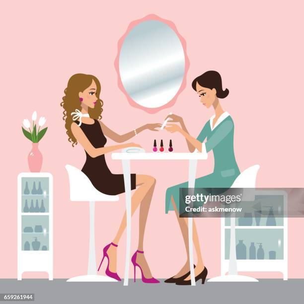 manicure salon - nail salon stock illustrations