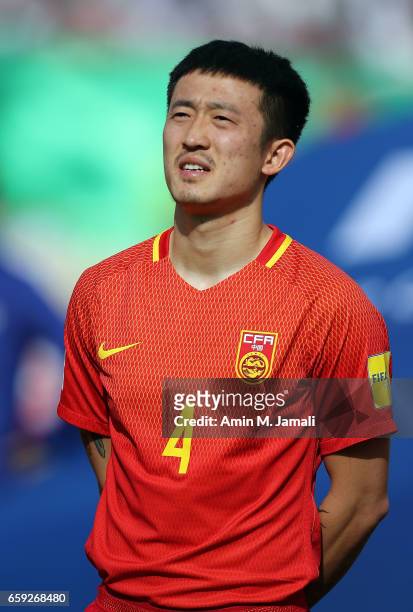 Jiang Zhipeng looks on during Iran against China PR - FIFA 2018 World Cup Qualifier on March 28, 2017 in Tehran, Iran.