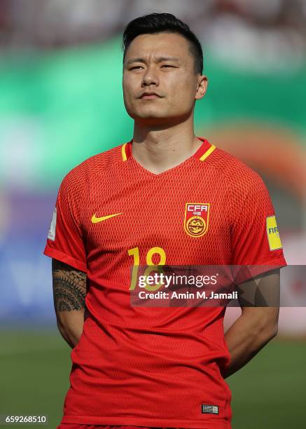 Gao lin of Chinalooks on during Iran against China PR - FIFA 2018 World Cup Qualifier on March 28, 2017 in Tehran, Iran.