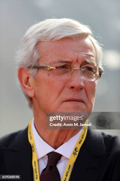 Marcello Lippi head coach of China looks on during Iran against China PR - FIFA 2018 World Cup Qualifier on March 28, 2017 in Tehran, Iran.