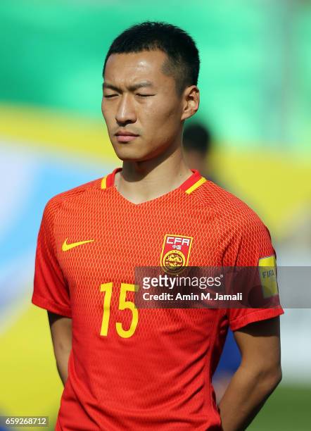 Wu Xi of China looks on during Iran against China PR - FIFA 2018 World Cup Qualifier on March 28, 2017 in Tehran, Iran.