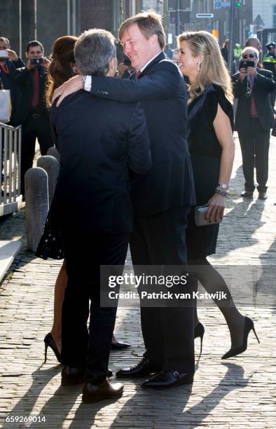 President Mauricio Macri and his wife Juliana Awada welcome King Willem-Alexander and Queen Maxima of The Netherlands before the ballet performance...