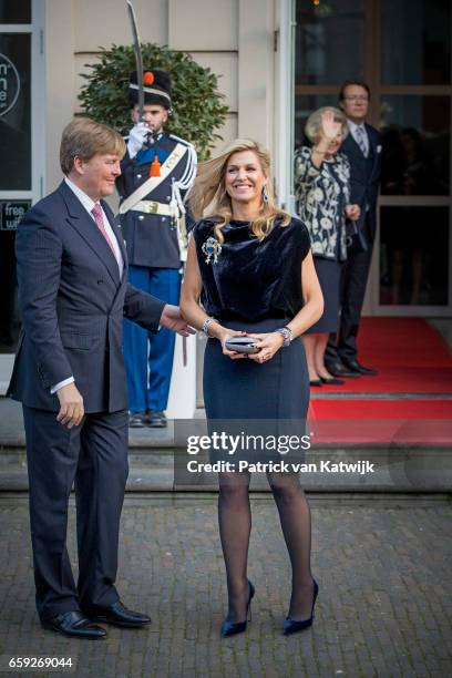 King Willem-Alexander and Queen Maxima of The Netherlands after the ballet performance offered by the President of Argentine Mauricio Macri at...