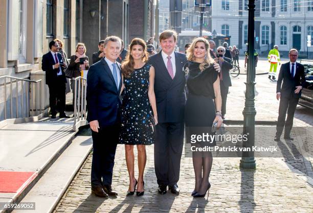President Mauricio Macri and his wife Juliana Awada welcome King Willem-Alexander and Queen Maxima of The Netherlands before the ballet performance...