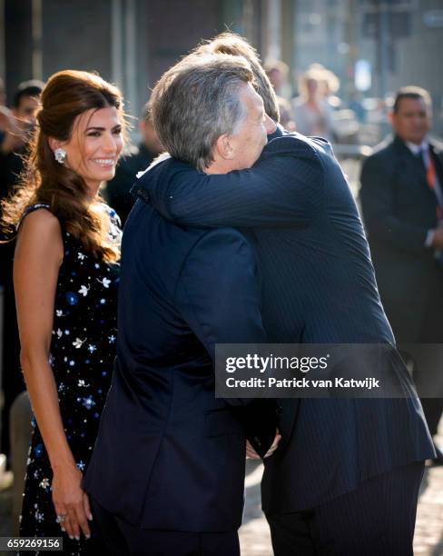 President Mauricio Macri and his wife Juliana Awada welcome King Willem-Alexander and Queen Maxima of The Netherlands before the ballet performance...