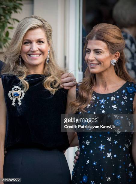Juliana Awada say goodbye to Queen Maxima of The Netherlands after the ballet performance they offered to the Dutch Royals at theater Dilligentia on...