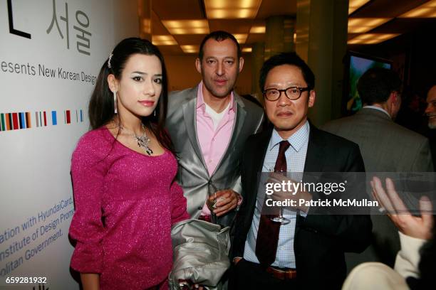 Ivana Pur, Karim Rashid and Ted Chung attend MUSEUM OF MODERN ART and HYUNDAICARD Celebrate The Launch of DESTINATION SEOUL at MoMa Design Store on...