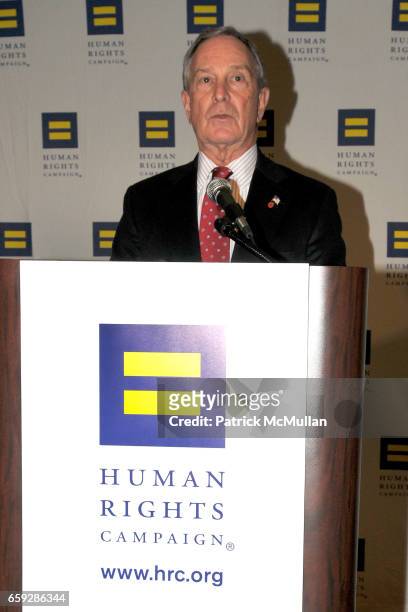Michael R. Bloomberg attends HUMAN RIGHTS CAMPAIGN 2009 Greater New York Gala Dinner to Honor KEITH OLBERMANN and MORGAN STANLEY at Hilton New York...