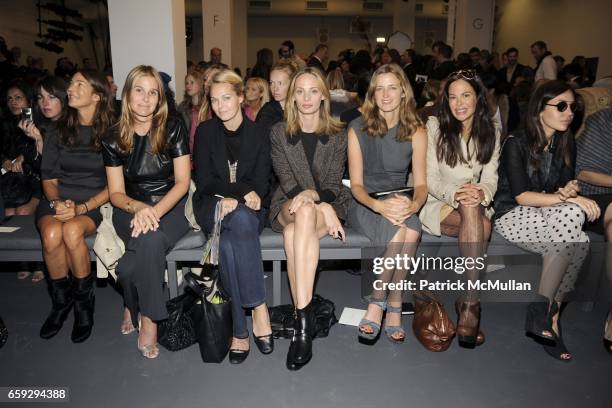 Kelly Klein, Aerin Lauder, Lauren Dupont, Lauren Santo Domingo, Amanda Brooks, Allison Sarofim and Fabiola Beracasa attend the Calvin Klein...