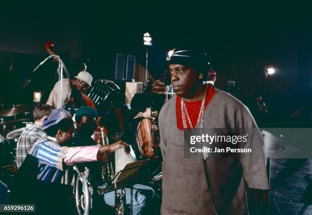 American jazz orchestra leader Sun Ra performing with His Intergalatic Research Arkestra at Berliner Jazz Tage Germany 1970.