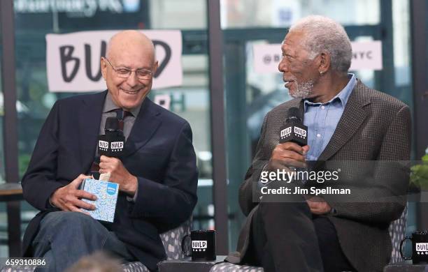 Actors Alan Arkin and Morgan Freeman attend the Build series to discuss "Going In Style" at Build Studio on March 28, 2017 in New York City.