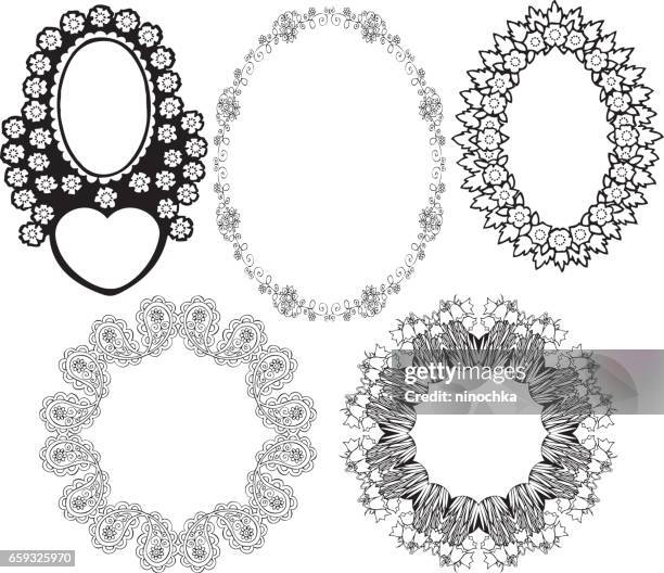 floral wreaths - damask stock illustrations