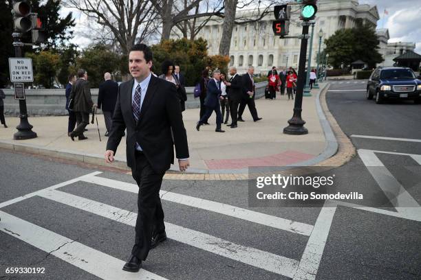 House Select Committee on Intelligence Chairman Devin Nunes leaves the U.S. Capitol after a series of votes March 28, 2017 in Washington, DC. Nunes...