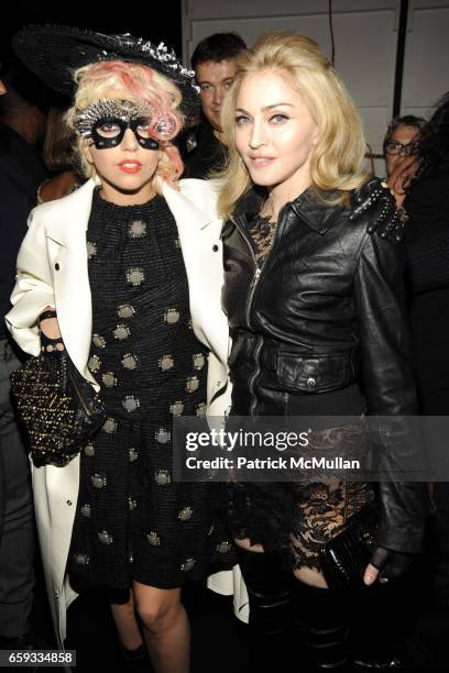 Lady GaGa and Madonna attend MARC JACOBS Spring 2010 Collection at NY State Armory on September 14, 2009 in New York City.