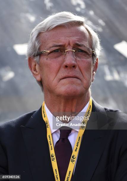 Marcello Lippi head coach of China looks on during the 2018 FIFA World Cup Qualifying group match between Iran and China at Azadi Stadium on March...