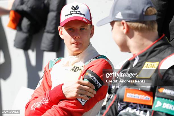 Mick Schumacher of Germany and Prema Powerteam gestures during a photoshoot during the official testdays FIA F3 European Championship at Red Bull...