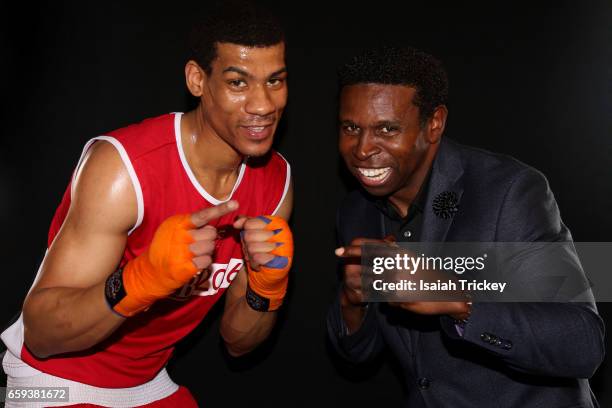 Two-time Ontario Golden Gloves boxing champion Joshua Frazer and Michael 'Pinball' Clemons, Co-Founder of the Pinball Clemons Foundation, attend the...