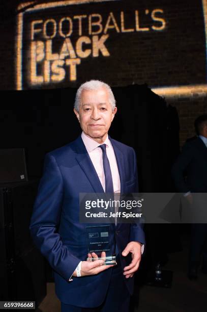 Lord Herman Ouseley is presented with the Admin Award at the Football Black List 2016 at Village Underground on March 28, 2017 in London, England.