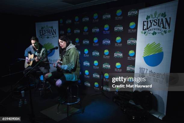 Musician K.Flay performs during an EndSession hosted by 107.7 The End in studio on March 28, 2017 in Seattle, Washington.