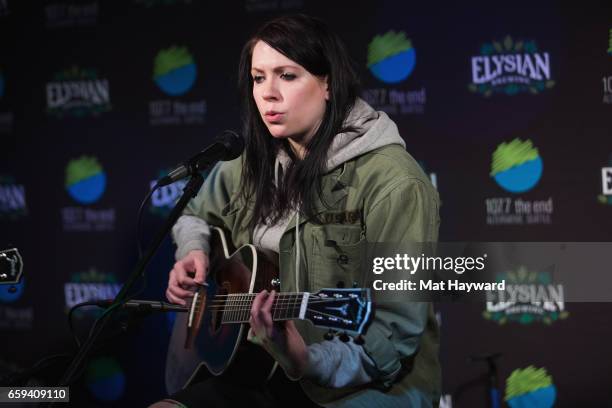 Singer K.Flay performs during an EndSession hosted by 107.7 The End in studio on March 28, 2017 in Seattle, Washington.