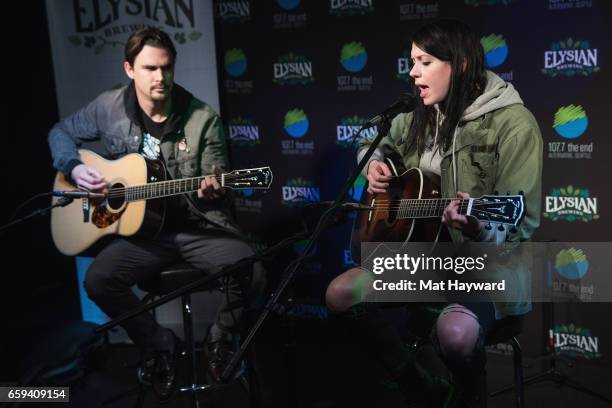 Musician K.Flay performs during an EndSession hosted by 107.7 The End in studio on March 28, 2017 in Seattle, Washington.