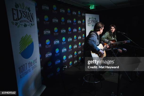 Musician K.Flay performs during an EndSession hosted by 107.7 The End in studio on March 28, 2017 in Seattle, Washington.