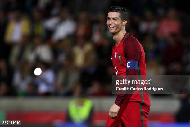 Portugal's forward Cristiano Ronaldo reacts during the match between Portugal v Sweden - International Friendly at Estadio dos Barreiros on March 28,...