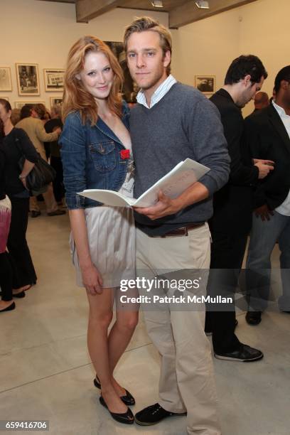 Alise Shoemaker and Adam Haggiag attend Dennis Hopper’s "Signs of The Times" Opening at the Tony Shafrazi Gallery on September 12, 2009 in New York...