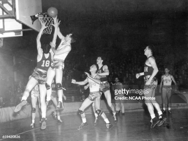 Ohio State, center, John Schick makes a basket during the first NCAA Photos via Getty Imagess via Getty Images Men's Basketball National Championship...