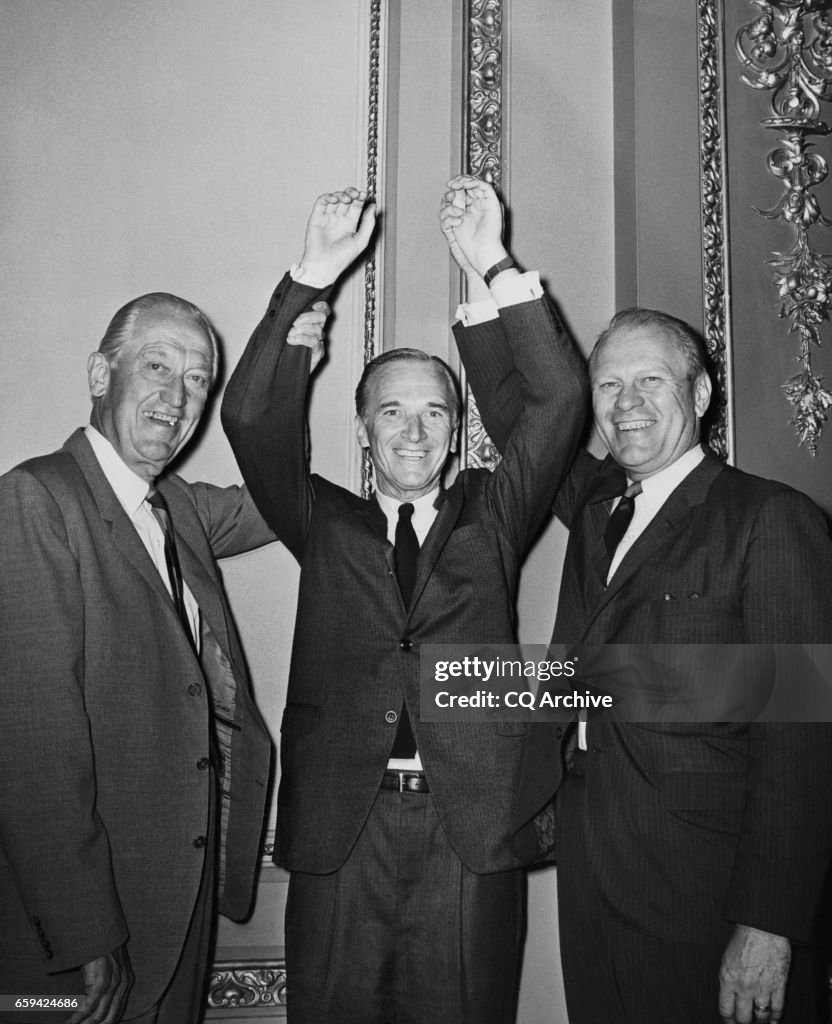 Rep. James M. Collins with Rep. Leslie C. Arends and Rep. Gerald Ford