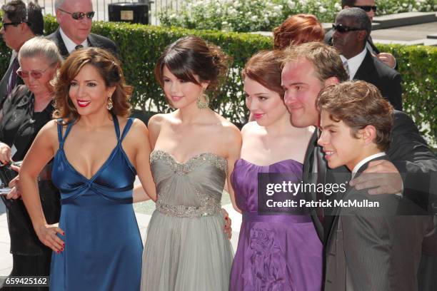 Maria Canals Barrera, Selena Gomez, Jennifer Stone, David DeLuise and Jake T. Austin attend 2009 CREATIVE ARTS EMMY AWARDS at NOKIA Theatre on...