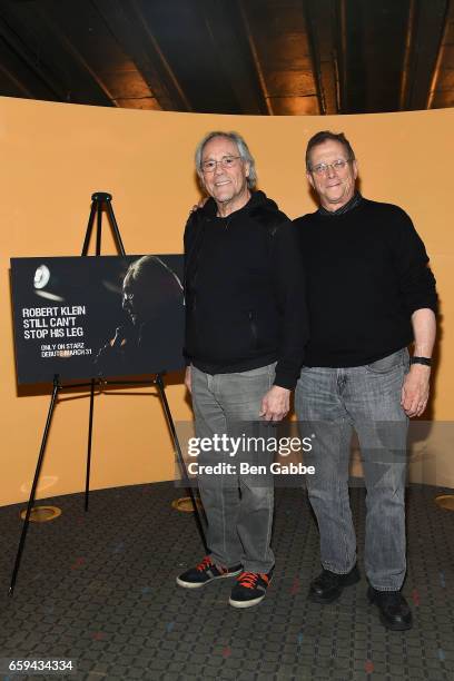 Comedian Robert Klein and director Marshall Fine attend the "Robert Klein Still Can't Stop His Leg" Special Screening at SVA Theater on March 28,...