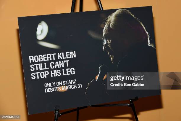View of a poster at the "Robert Klein Still Can't Stop His Leg" Special Screening at SVA Theater on March 28, 2017 in New York City.