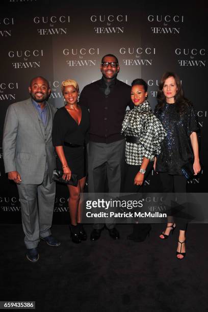 Steve Stoute, Mary J. Blige, LeBron James, Savannah Brinson and Daniella Vitale attend GUCCI Cocktail Party for FFAWN at Gucci on 5th Avenue on...