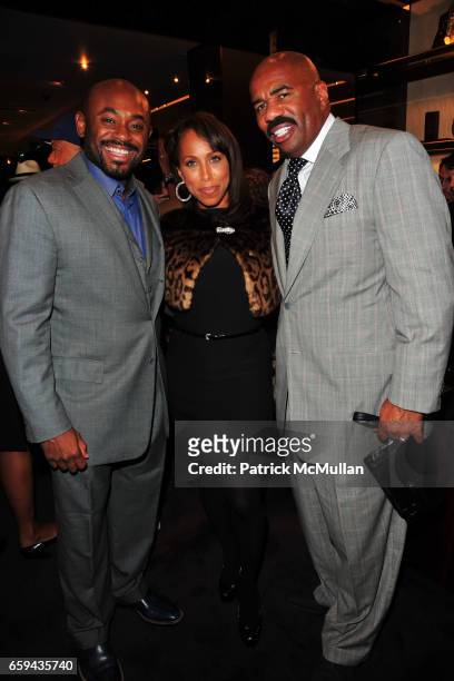 Steve Stoute, Marjorie Harvey and Steve Harvey attend GUCCI Cocktail Party for FFAWN at Gucci on 5th Avenue on September 16, 2009 in New York City.