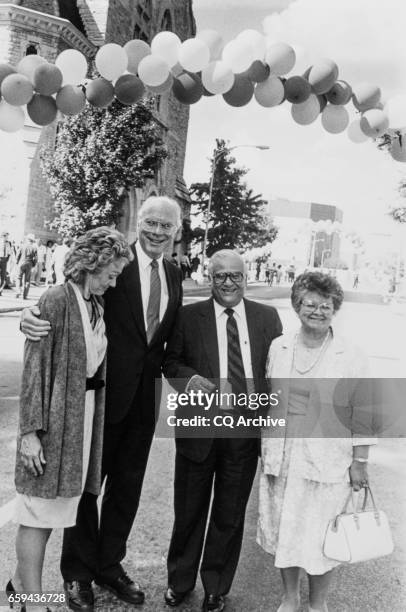 Sen. Patrick Leahy, D-Vt., with wife Marcelle Pomerleau and Rep. Kika de la Garza, D-Tex., with wife Lucille on Aug. 7, 1988.