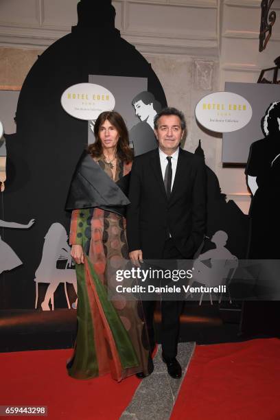 Pietro Valsecchi and Camilla Nesbitt attend Grand Opening Party Hotel Eden of Hotel Eden on March 28, 2017 in Rome, Italy.