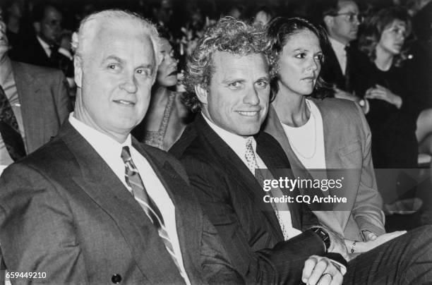 At the 31st Annual Democratic Congress Dinner, former Rep. Jim Moody, D-Wis., Rep. Joseph P. Kennedy II, D-Mass. And wife Anne Elizabeth Kelly sit...