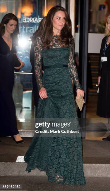 Catherine, Duchess of Cambridge leaves the 2017 Portrait Gala at National Portrait Gallery on March 28, 2017 in London, England.