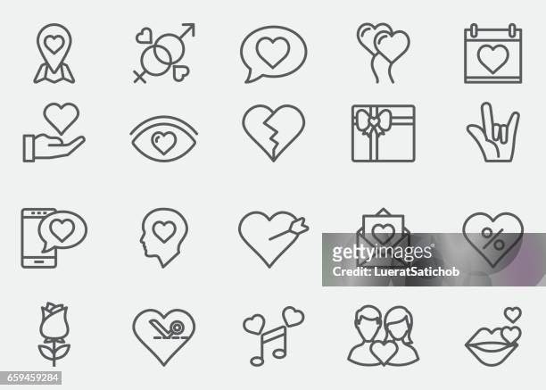 love and valentine's day line icons | eps 10 - flirting stock illustrations