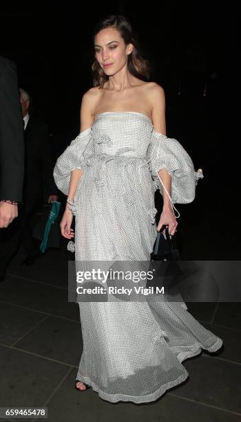 Alexa Chung leaving The Portrait Gala 2017 fundraising dinner held at National Portrait Gallery on March 28, 2017 in London, England.