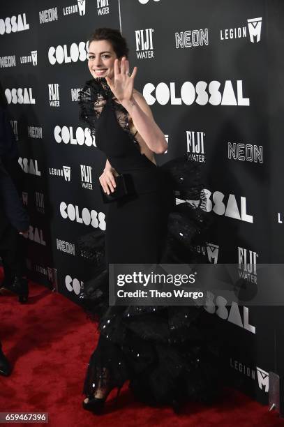 Actress Anne Hathaway attends the "Colossal" New York Premiere at AMC Lincoln Square Theater on March 28, 2017 in New York City.