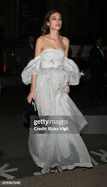 Alexa Chung leaving The Portrait Gala 2017 - fundraising dinner held at National Portrait Gallery on March 28, 2017 in London, England.