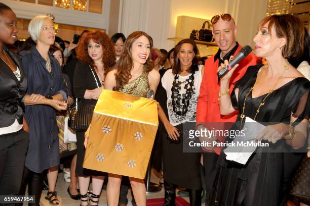 Linda Fargo, Emmy Rossum, Donna Karan, Robert Verdi and Merle Ginsberg attend Bergdorf Goodman Celebrates Fashion's Night Out at Bergdorf Goodman on...