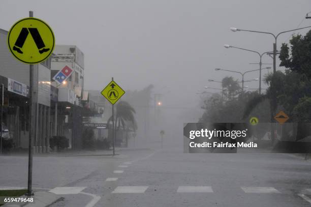 Category 4 Cyclone Debbie bears down on north Queensland - the town of Bowen is deserted and lashed by winds and rains before for the full force of...