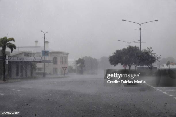 Category 4 Cyclone Debbie bears down on north Queensland - the town of Bowen is deserted and lashed by winds and rains before for the full force of...