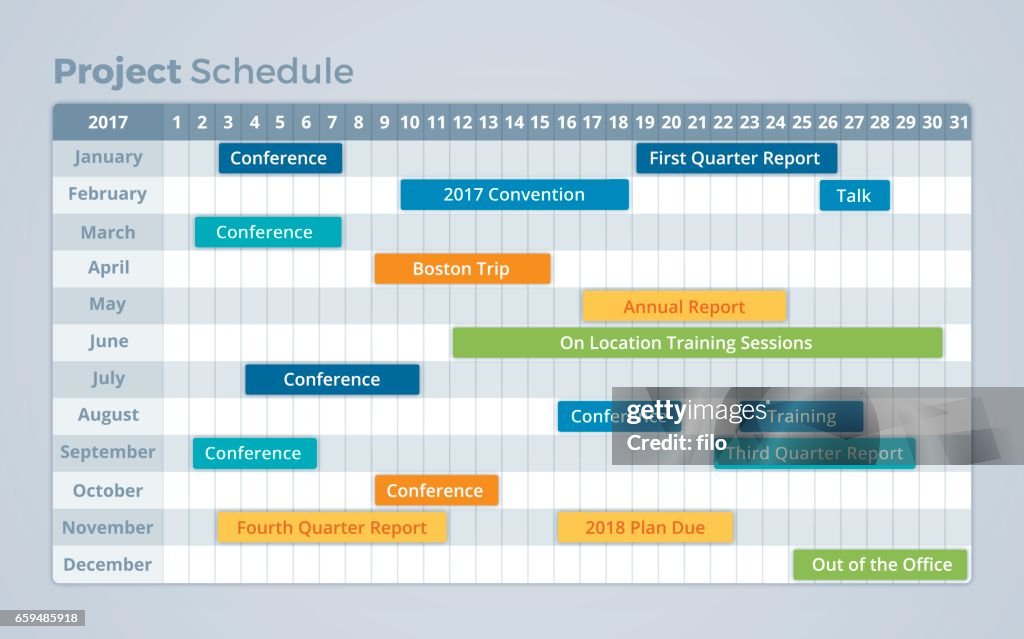 Kalender Timeline Projektzeitplankalendertimeline Stock-Illustration - Getty Images