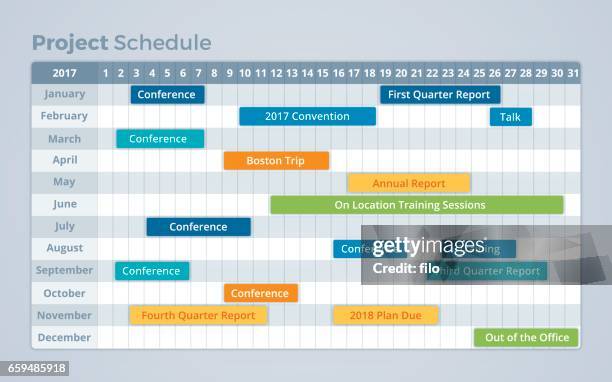 project schedule calendar timeline - organisation chart stock illustrations